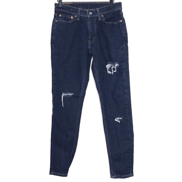 LEVI'S 531 Dark Wash Distressed Slim Fit Jeans 30W 30L - Picture 1 of 8